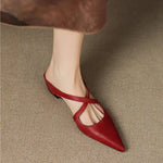 Mules Shoes | Cross-Strap Pointed Toe Low Heel | Elegant Comfortable 2