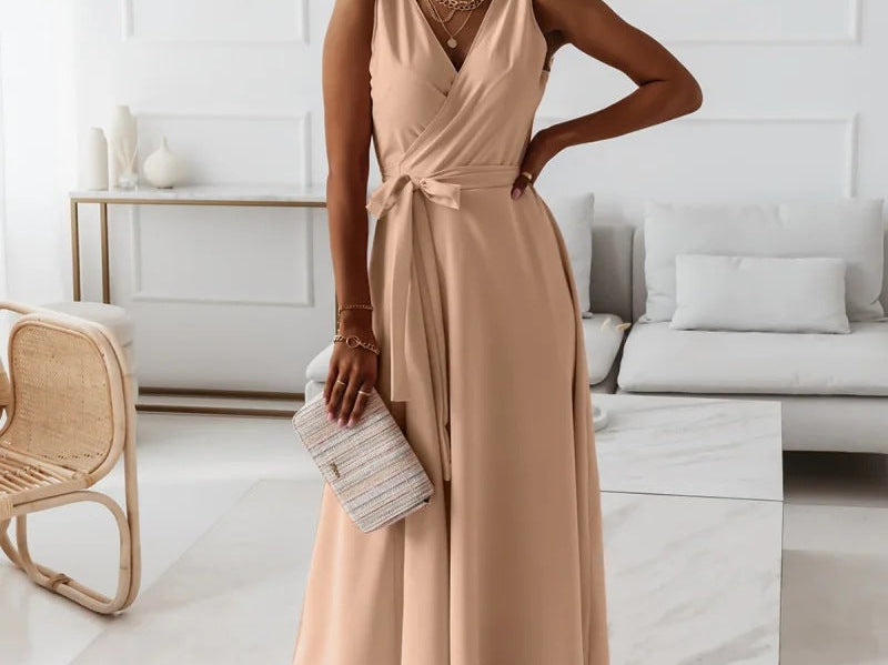 Hailey Wrap Maxi Dress - Khaki
