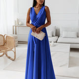 Hailey Wrap Maxi Dress - Blue