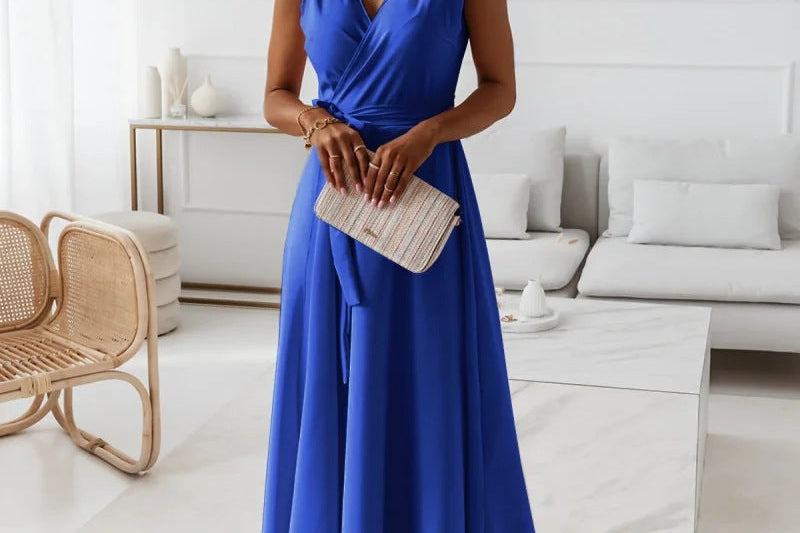 Hailey Wrap Maxi Dress - Blue