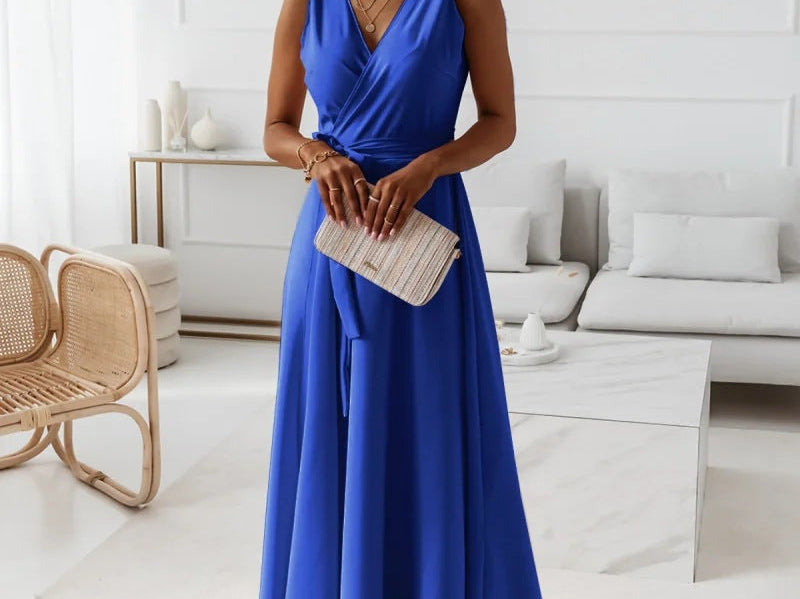 Hailey Wrap Maxi Dress - Blue