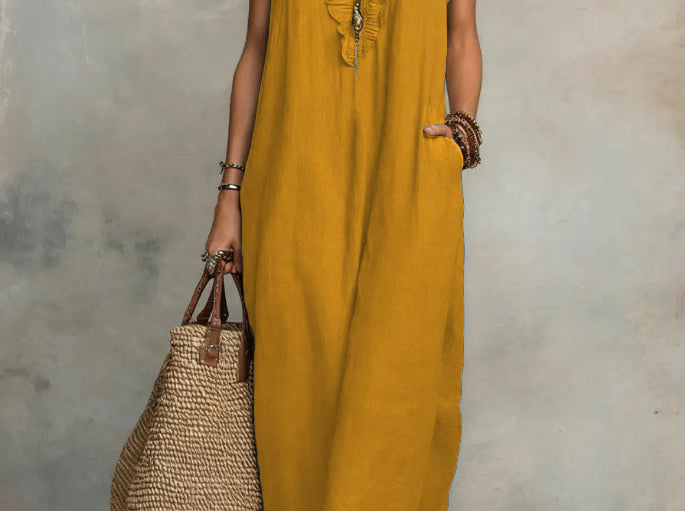 Yellow boho maxi dress