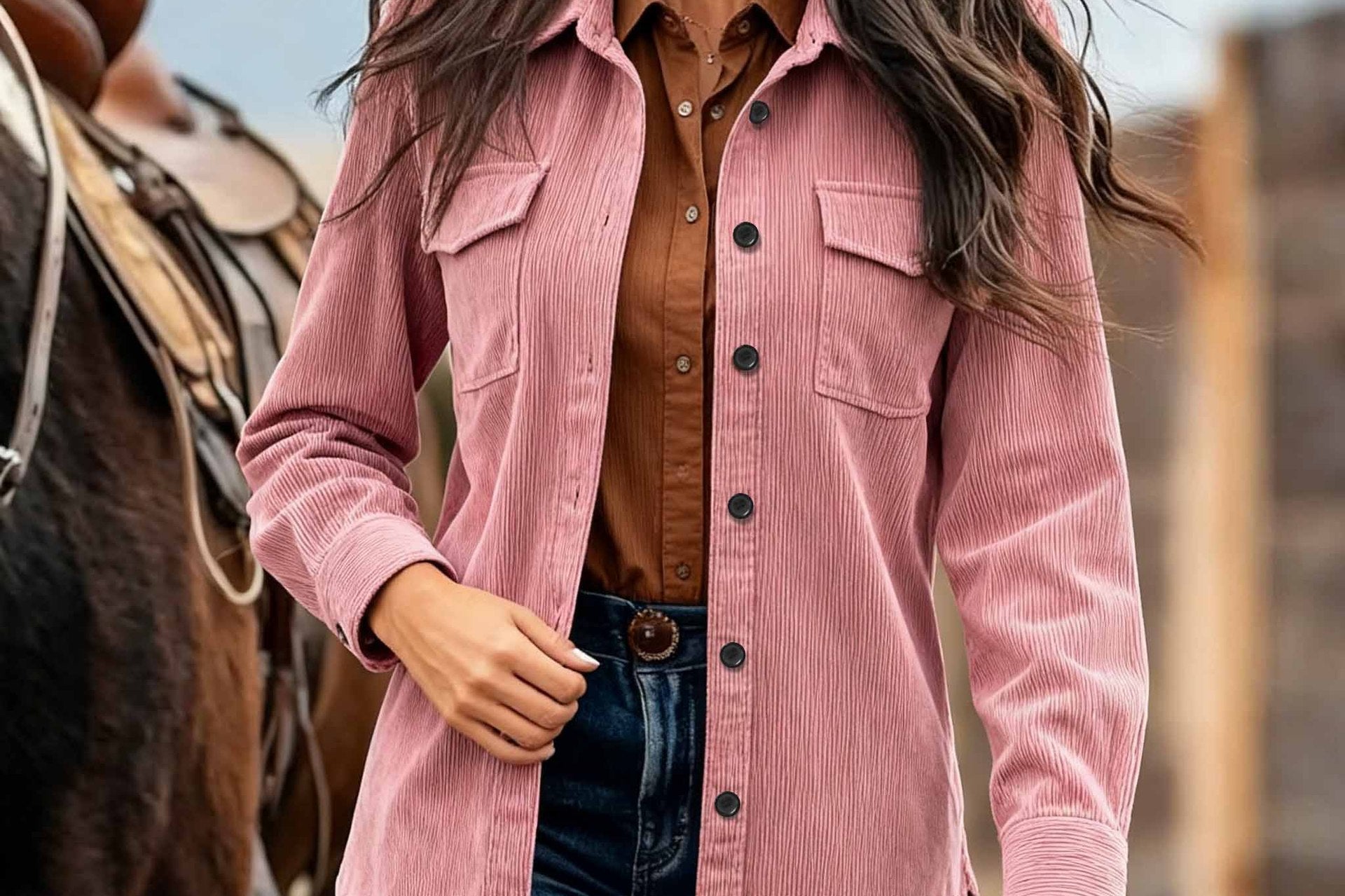 Women's Corduroy Chest-Pocket Jacket | Retro Casual Jacket