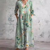 Mint green floral summer dress