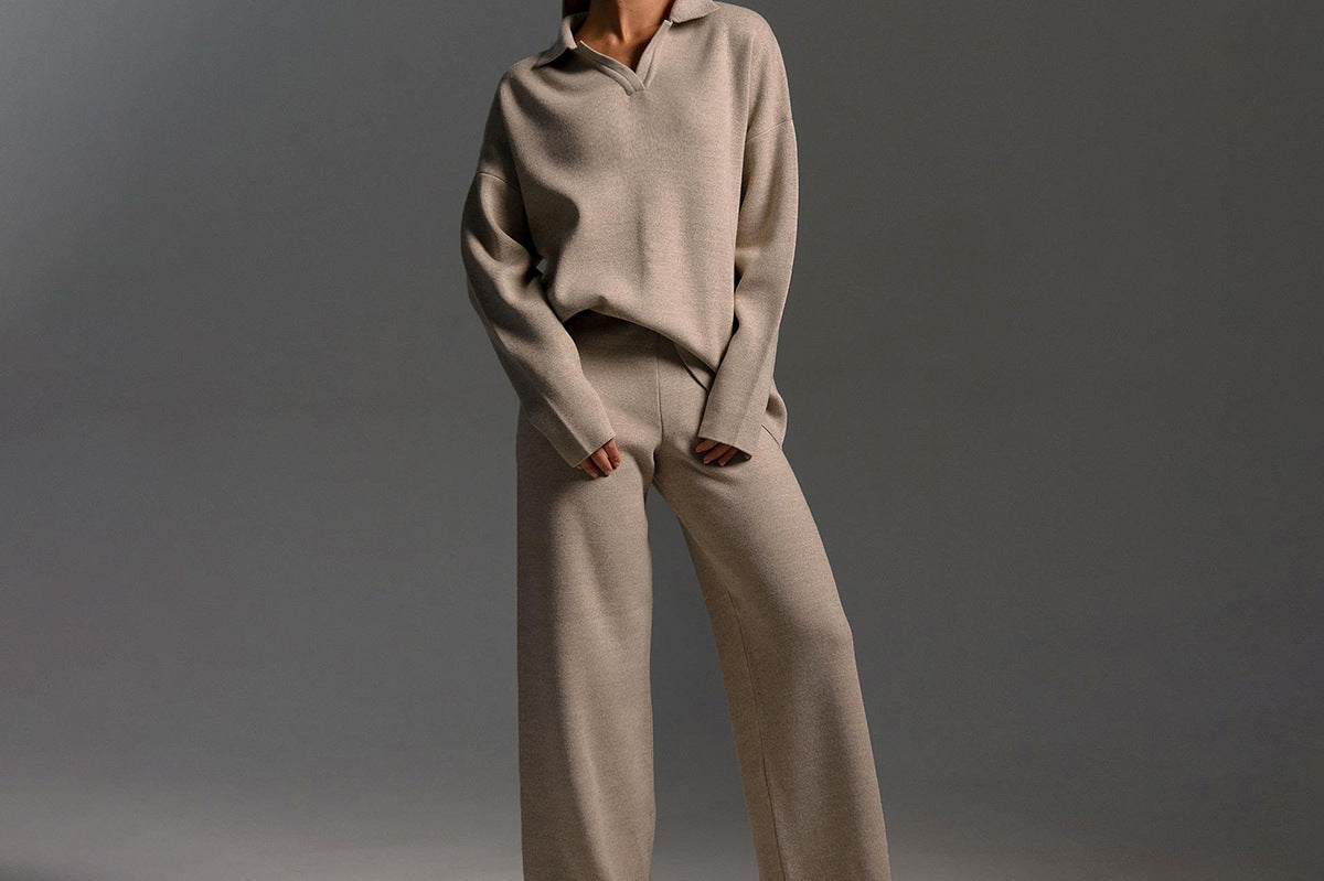 Women's Ribbed Knit Lounge Set | Relaxed Two-Piece Loungewear Co-Ord