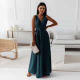 Hailey Wrap Maxi Dress - Dark Green