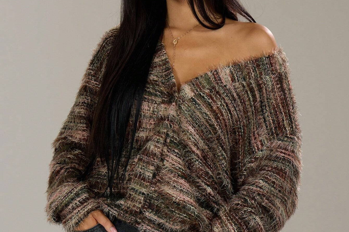 Women's Oversized Long-Sleeve Knit Sweater | Soft Relaxed Sweater
