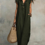 Dark green boho maxi dress
