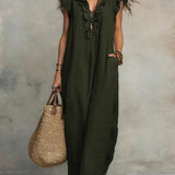 Dark green boho maxi dress