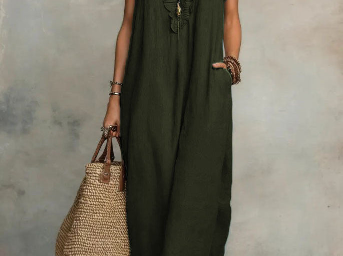 Dark green boho maxi dress