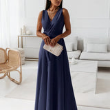 Hailey Wrap Maxi Dress - Navy Blue