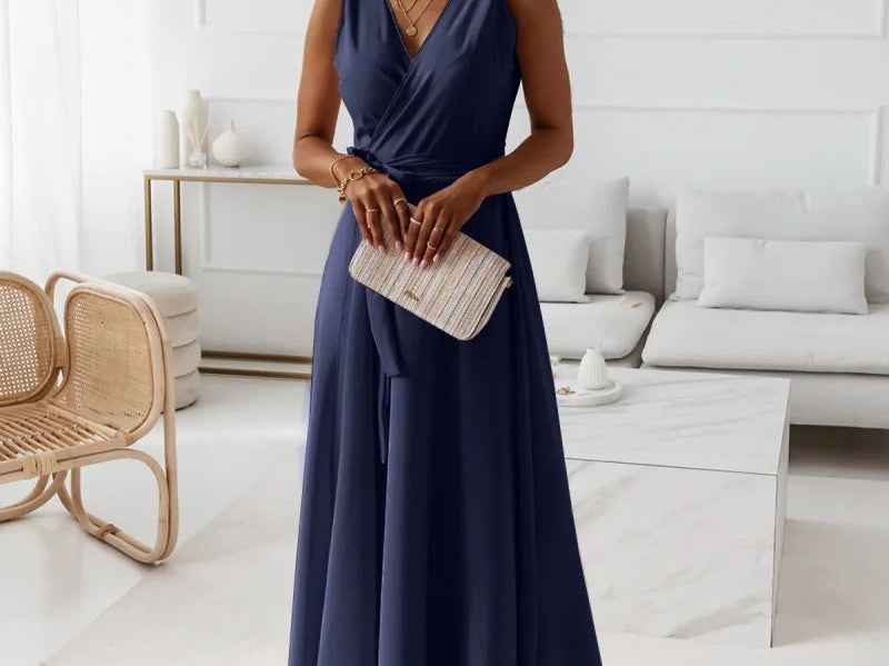 Hailey Wrap Maxi Dress - Navy Blue