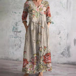 Beige floral summer dress