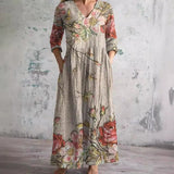 Beige floral summer dress