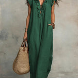 Olive green boho maxi dress
