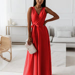Hailey Wrap Maxi Dress - Red