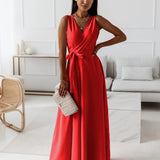Hailey Wrap Maxi Dress - Red