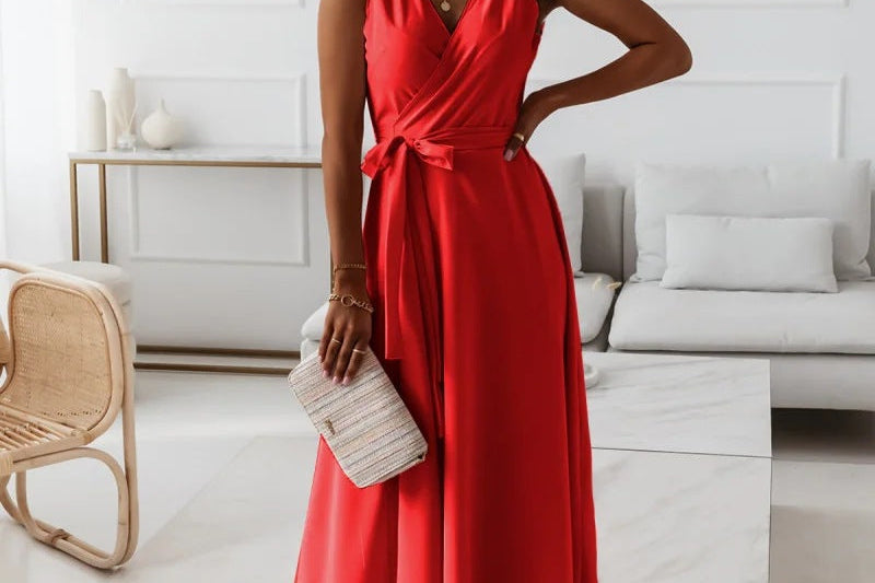 Hailey Wrap Maxi Dress - Red