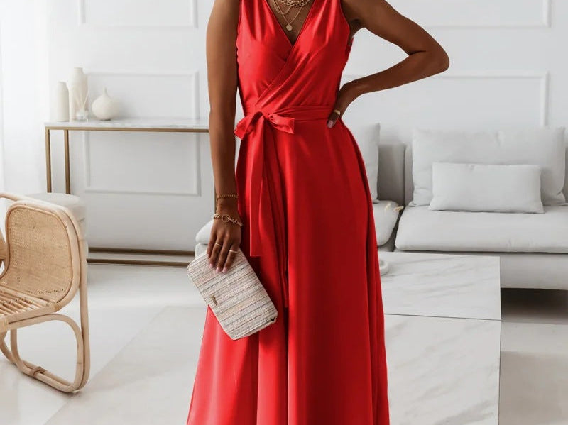 Hailey Wrap Maxi Dress - Red
