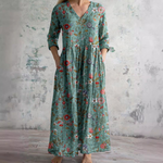 Green floral summer dress
