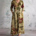 Dark beige floral summer dress