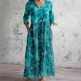 Teal floral summer dress