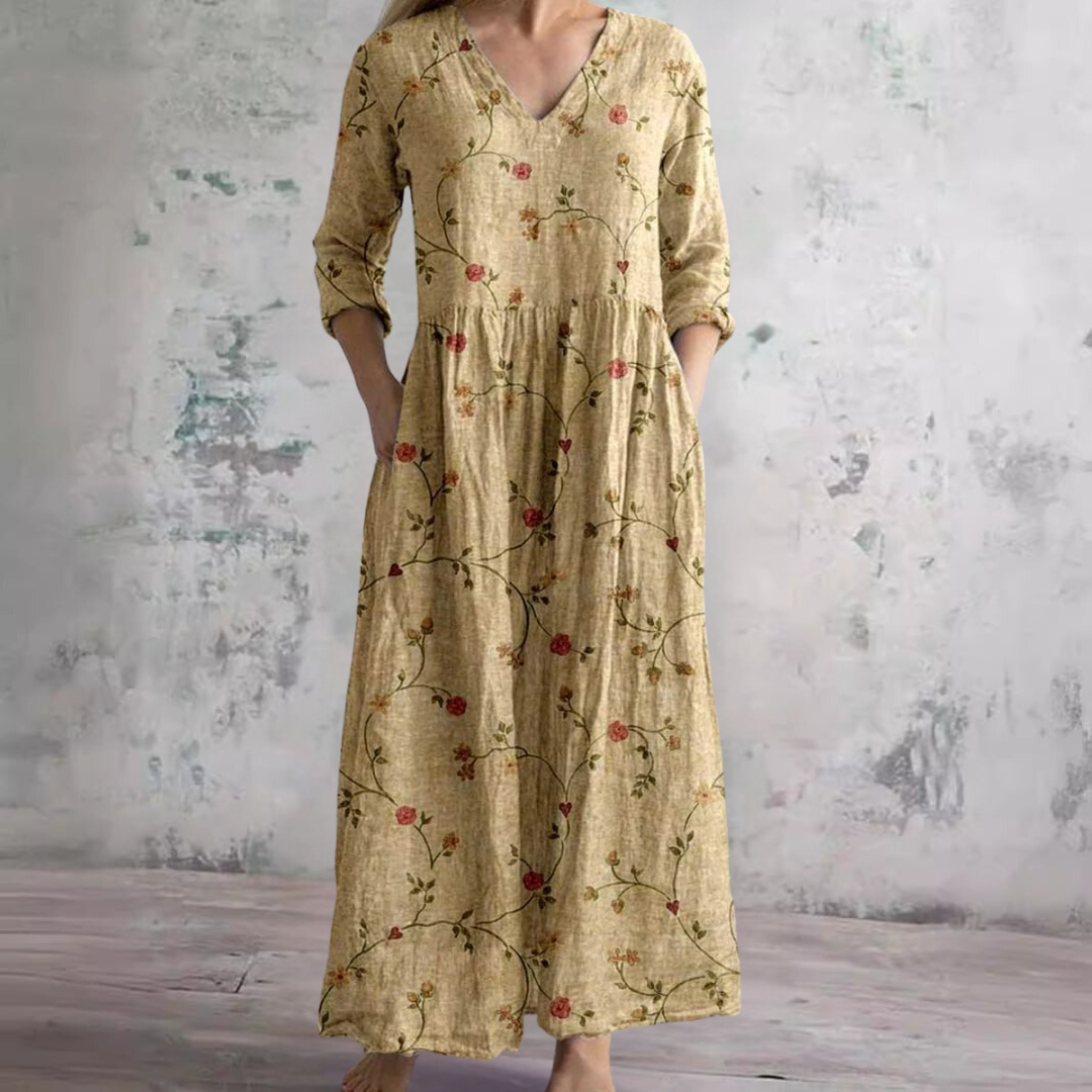 Yellow floral summer dress