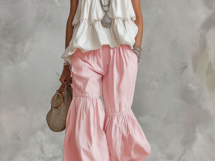 Ophira | Women's Outfit with Mock Neck Top & Wide Leg Pants Set for Effortless Style 0