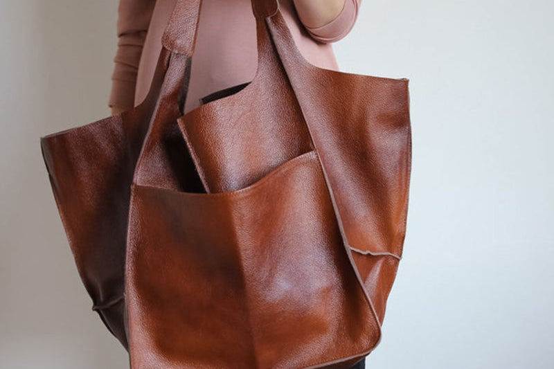 Women's Leather Shoulder Bag | Oversized Vintage Everyday Bag