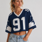 Oversized Shirt | Sporty V-Neck Crop Top | Trendy Casual Look 0