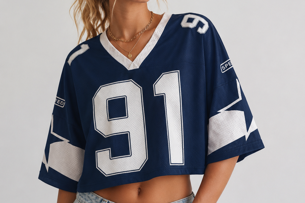 Oversized Shirt | Sporty V-Neck Crop Top | Trendy Casual Look 0