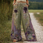 Pants | Floral Embroidered Wide-Leg Trousers | Elegant Comfortable 3