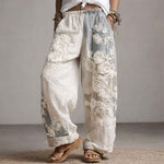 Pants | Floral Embroidered Wide-Leg Trousers | Elegant Comfortable 4