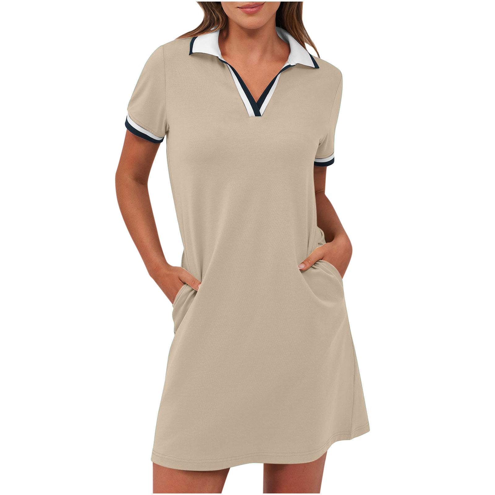 Polo Dress | Sport-Chic Relaxed Fit A-Line Dress with Pockets 0