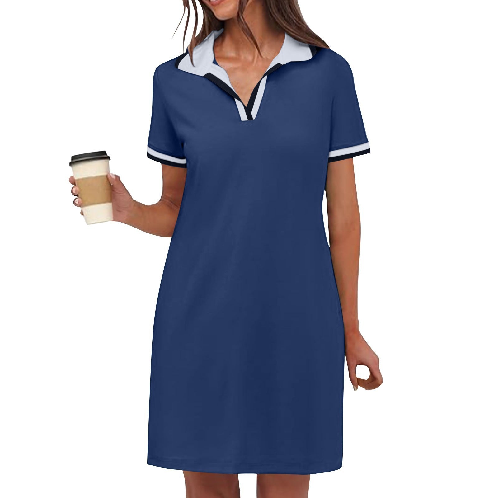 Polo Dress | Sport-Chic Relaxed Fit A-Line Dress with Pockets 6