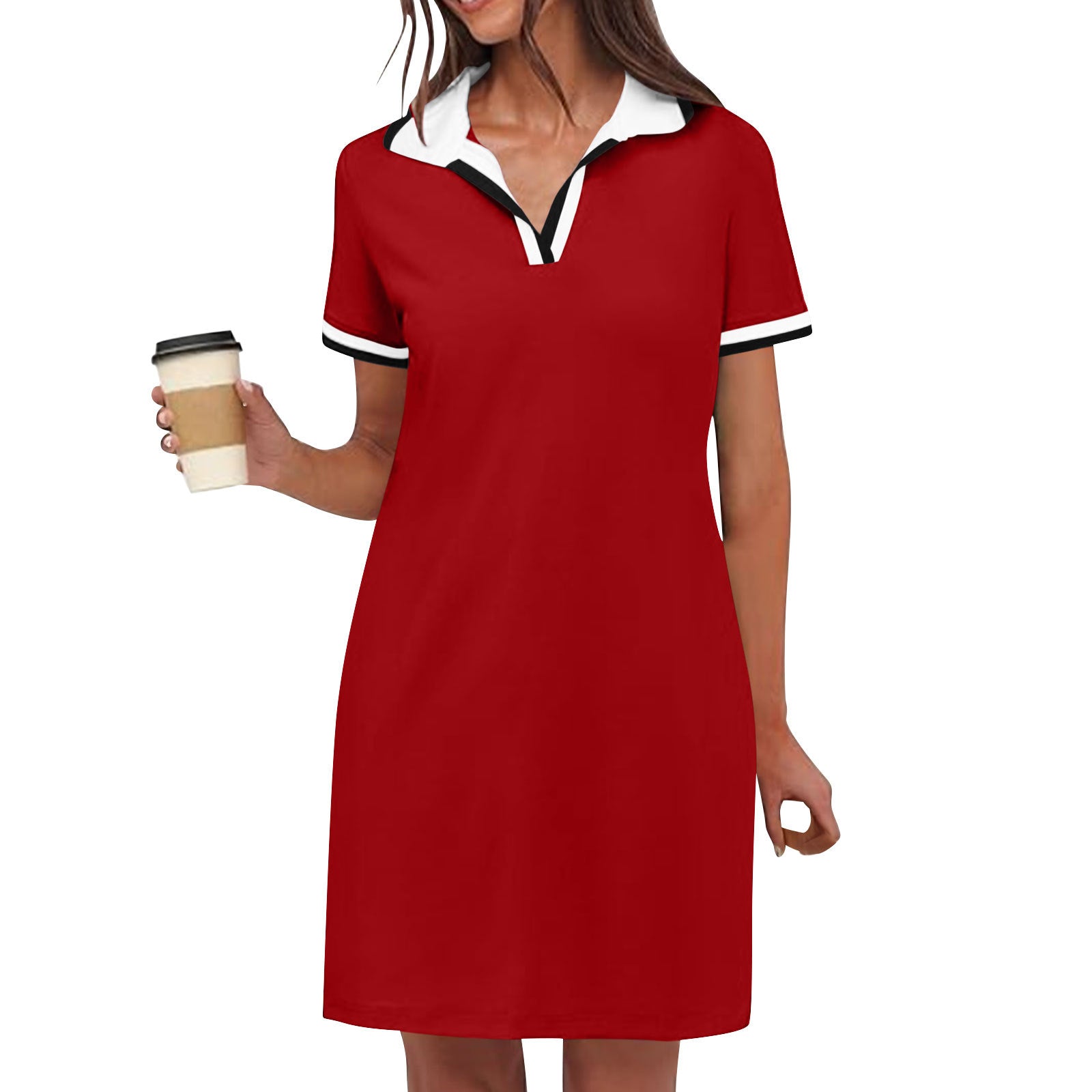 Polo Dress | Sport-Chic Relaxed Fit A-Line Dress with Pockets 9