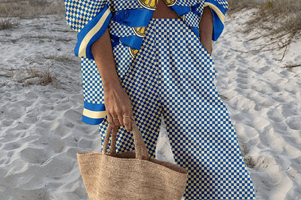 Resort Pants Set | Relaxed Checkerboard Summer Outfit 0