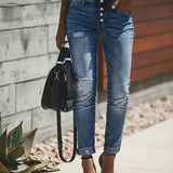 Ripped Jeans | Stretch Denim Pants | Trendy Casual Everyday Wear 0