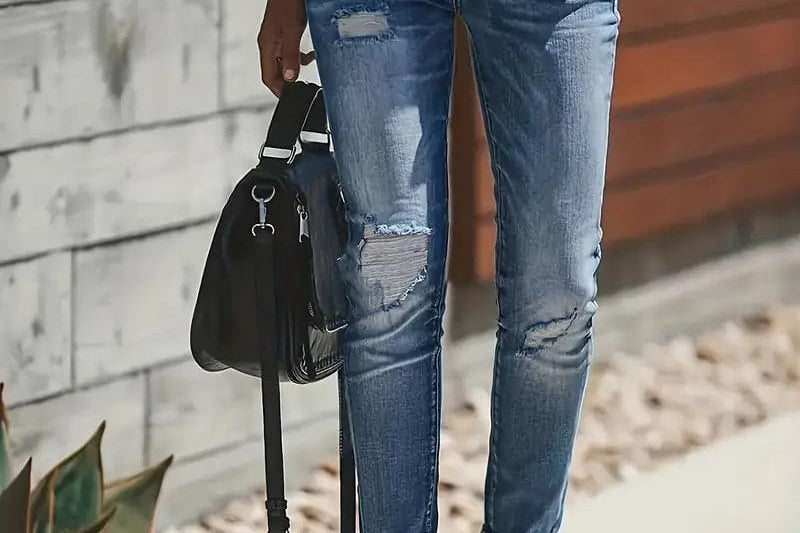 Ripped Jeans | Stretch Denim Pants | Trendy Casual Everyday Wear 0