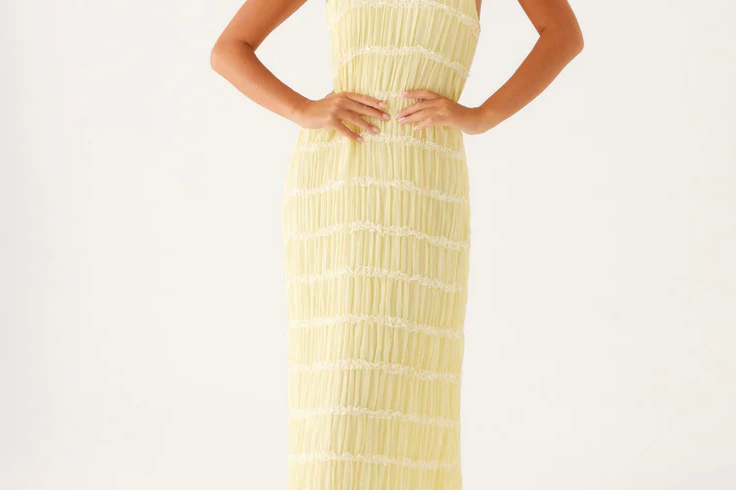 Halter Neck Textured Maxi Dress