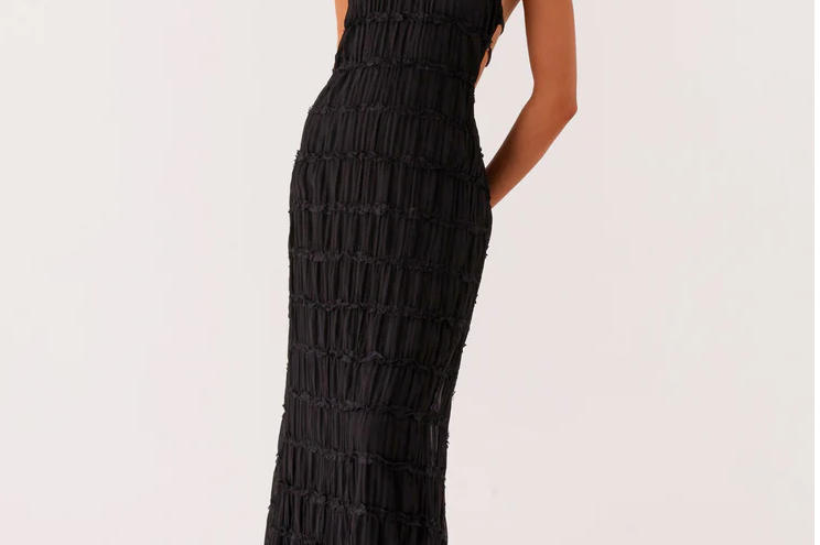 Halter Neck Textured Maxi Dress