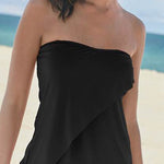 Strapless Ruffle Tankini - Black