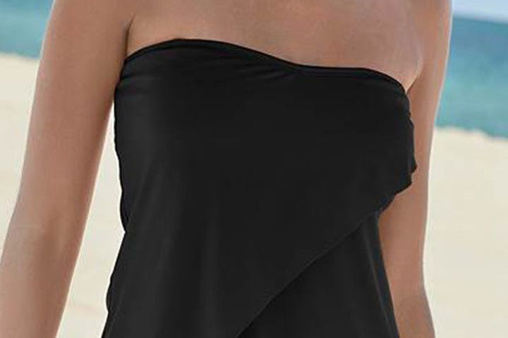 Strapless Ruffle Tankini - Black