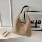 Beige suede tote bag