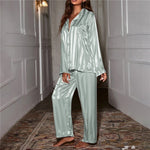 Women's Satin Striped Pajama Lounge Set - Look
