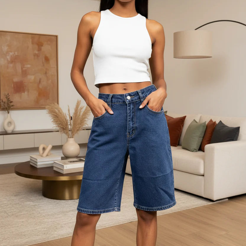 Women's Vintage Bermuda Shorts | Casual Pocket Summer Shorts