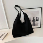 Black suede tote bag