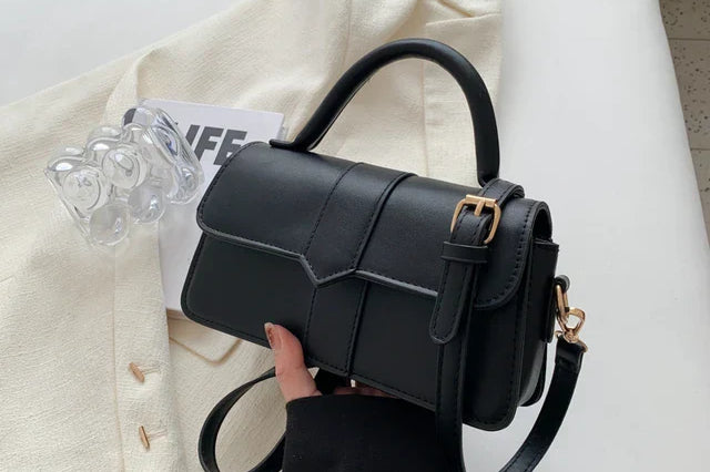 Black leather crossbody bag