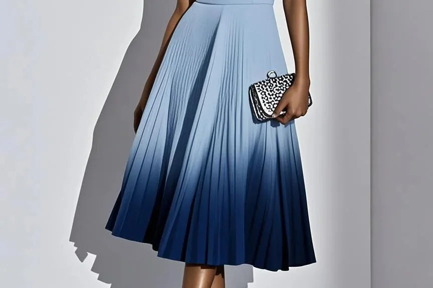Women's Ombre Pleated Midi Dress | Flowing Sleeveless Party Dress