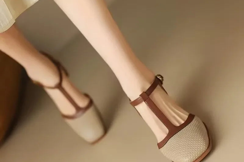 Women's T-Strap Block Heel Pumps | Square Toe Mid Heel Shoes